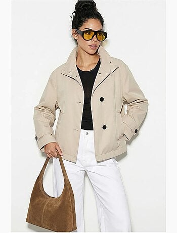 Trench-coat à col mandarin court lucci