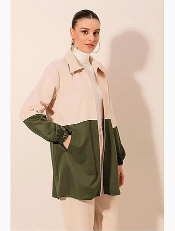 Trench-coat à fermeture zippée et blocs de couleur bdart