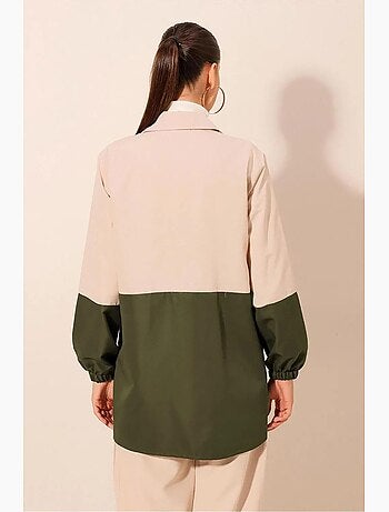 Trench-coat à fermeture zippée et blocs de couleur bdart