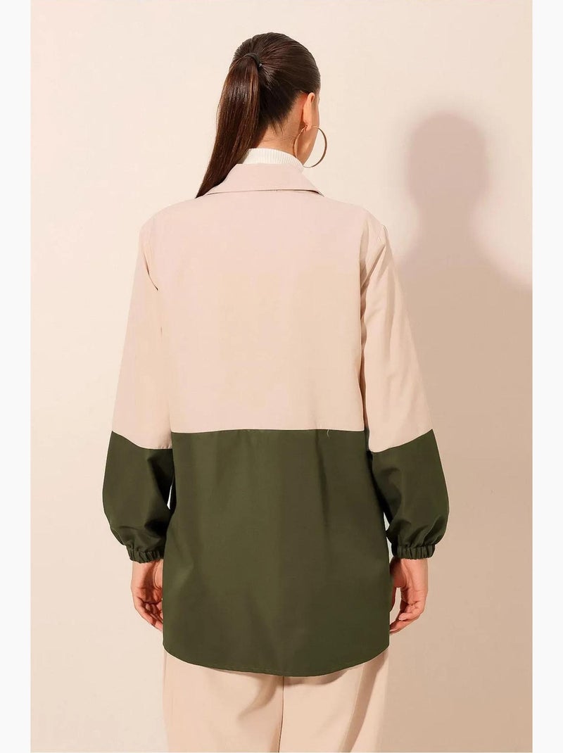 Trench-coat à fermeture zippée et blocs de couleur bdart Vert kaki - Kiabi