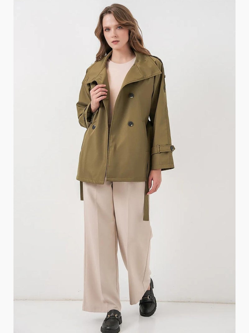 Trench-coat coupe classique avec col de veste bdart Kaki - Kiabi