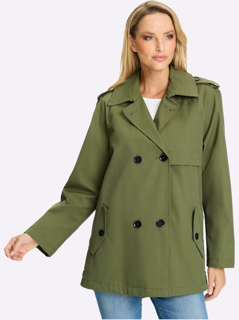 Trench-coat Coupe Plus Longue Au Dos - Taille Standard - helline Vert olive - Kiabi