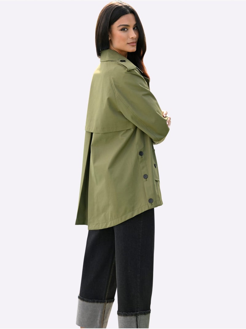 Trench-coat Coupe Plus Longue Au Dos - Taille Standard - helline Vert olive - Kiabi