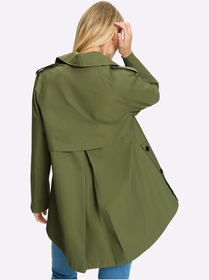 Trench-coat Coupe Plus Longue Au Dos - Taille Standard - helline Vert olive - Kiabi