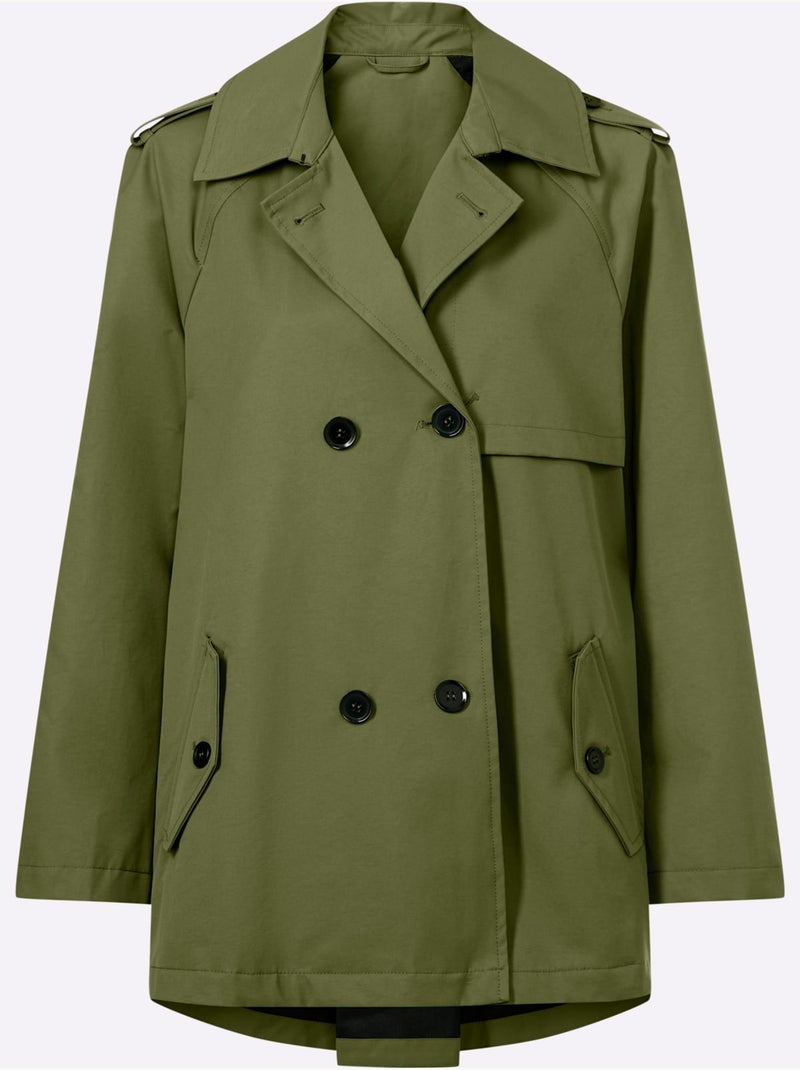 Trench-coat Coupe Plus Longue Au Dos - Taille Standard - helline Vert olive - Kiabi