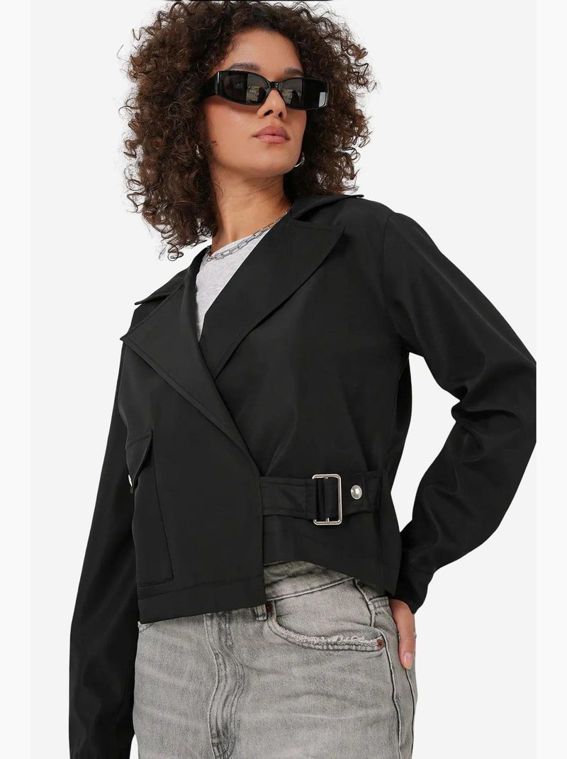 Trench-coat court à col portefeuille bdart Noir - Kiabi