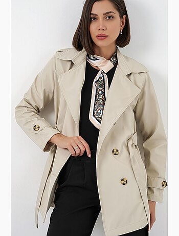 Trench-coat court ceinturé avec col chemise bdart