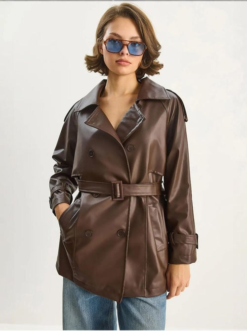 Trench-coat croisé en similicuir lucci - Kiabi Trench-coat croisé en similicuir lucci - Kiabi