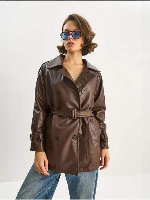 Trench-coat croisé en similicuir lucci - Kiabi Trench-coat croisé en similicuir lucci - Kiabi