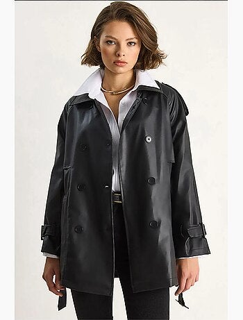 Trench-coat croisé en similicuir lucci
