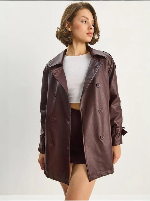 Trench-coat croisé en similicuir lucci - Kiabi Trench-coat croisé en similicuir lucci - Kiabi