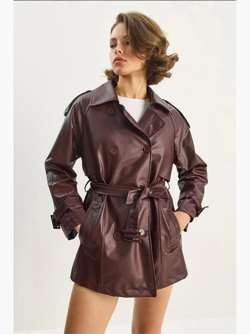 Trench-coat croisé en similicuir lucci - Kiabi Trench-coat croisé en similicuir lucci - Kiabi
