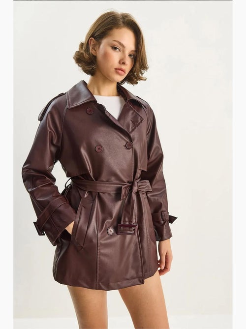 Trench-coat croisé en similicuir lucci - Kiabi Trench-coat croisé en similicuir lucci - Kiabi