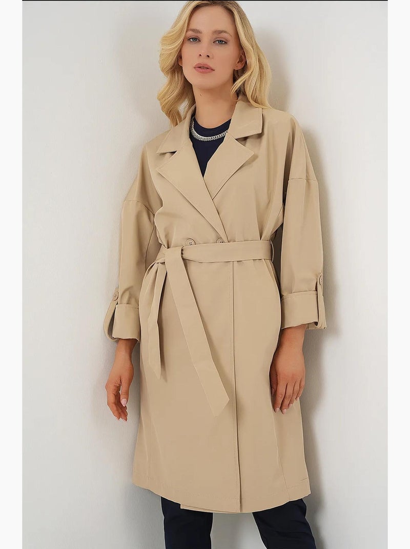 Trench-coat doublé à col portefeuille bdart Beige argile - Kiabi