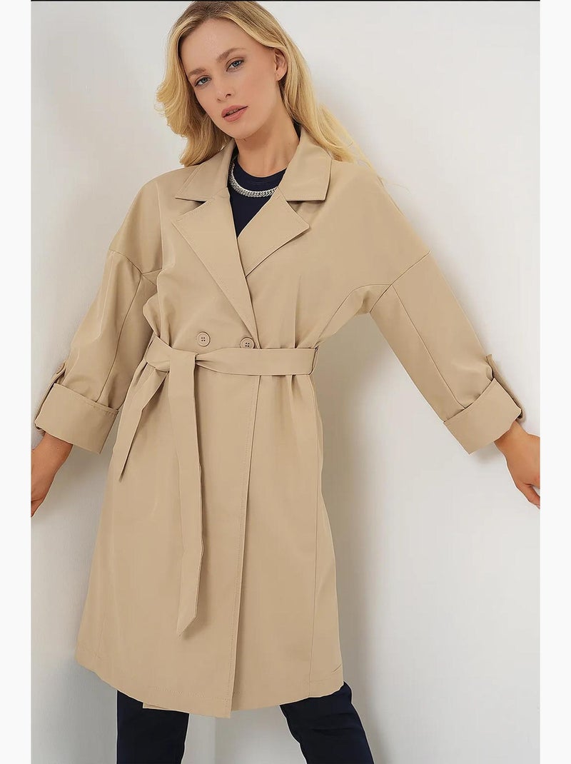 Trench-coat doublé à col portefeuille bdart Beige argile - Kiabi