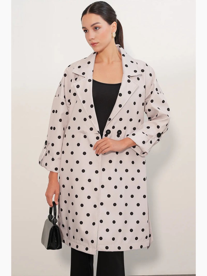 Trench-coat doublé à col portefeuille bdart Blanc Noir - Kiabi