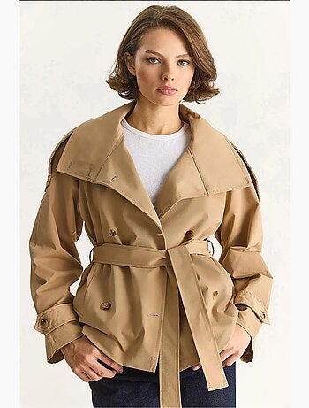Trench-coat en acrylique coupe régulière avec fermeture à boutons lucci