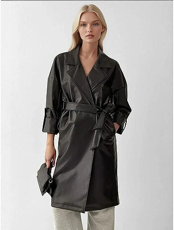 Trench-coat en similicuir avec ceinture bdart