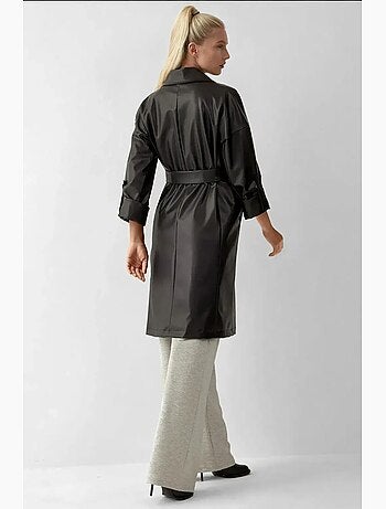 Trench-coat en similicuir avec ceinture bdart