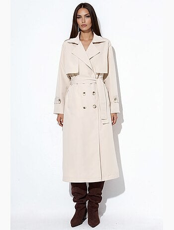 Trench-coat long ceinturé à double boutonnage hiccup