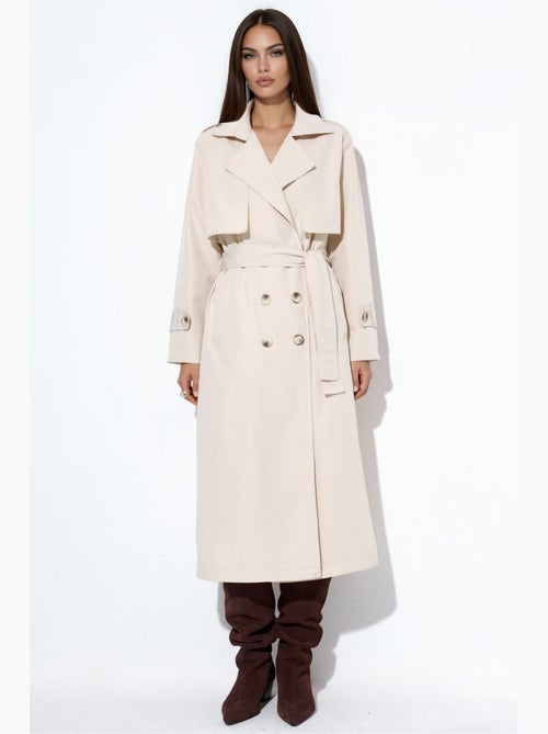 Trench-coat long ceinturé à double boutonnage hiccup - Kiabi Trench-coat long ceinturé à double boutonnage hiccup - Kiabi