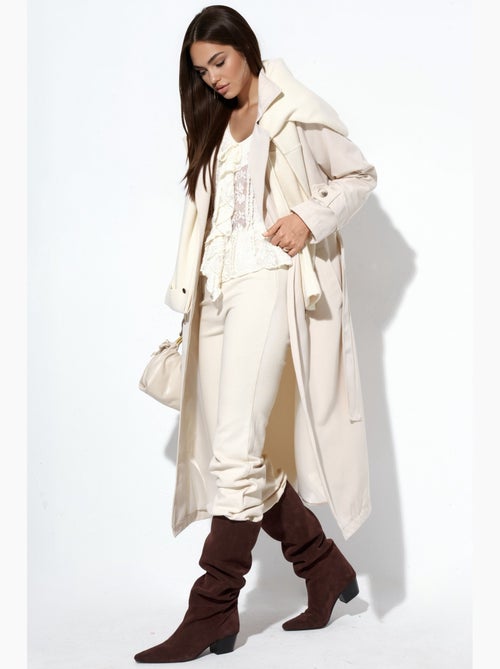 Trench-coat long ceinturé à double boutonnage hiccup - Kiabi Trench-coat long ceinturé à double boutonnage hiccup - Kiabi