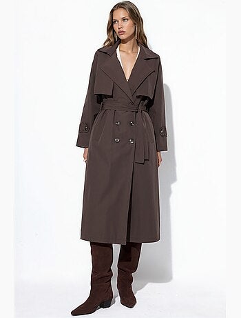 Trench-coat long ceinturé à double boutonnage hiccup
