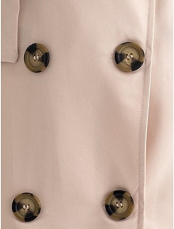 Trench-coat long croisé avec ceinture