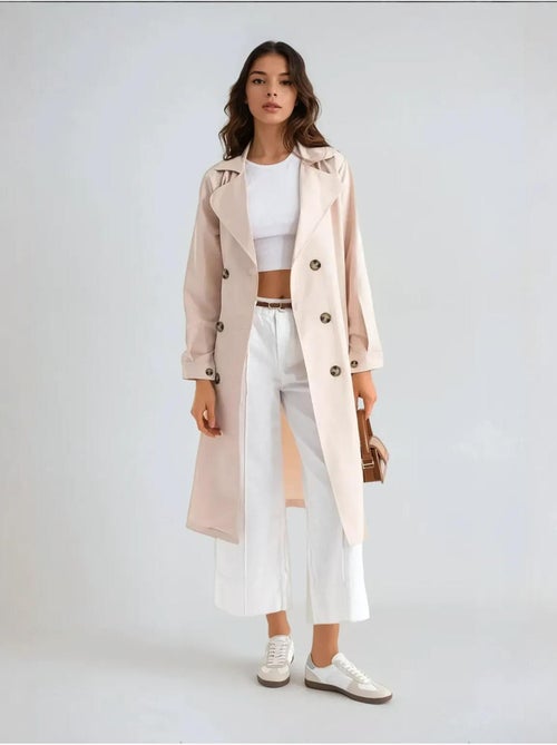Trench-coat long croisé avec ceinture - Kiabi Trench-coat long croisé avec ceinture - Kiabi