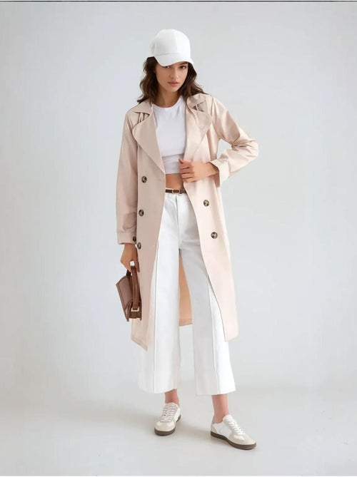 Trench-coat long croisé avec ceinture - Kiabi Trench-coat long croisé avec ceinture - Kiabi