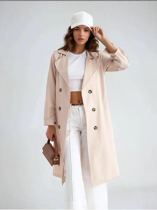 Trench-coat long croisé avec ceinture - Kiabi Trench-coat long croisé avec ceinture - Kiabi