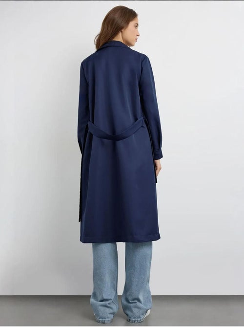 Trench-coat long croisé avec ceinture - Kiabi