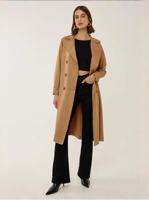 Trench-coat long croisé avec ceinture - Kiabi Trench-coat long croisé avec ceinture - Kiabi