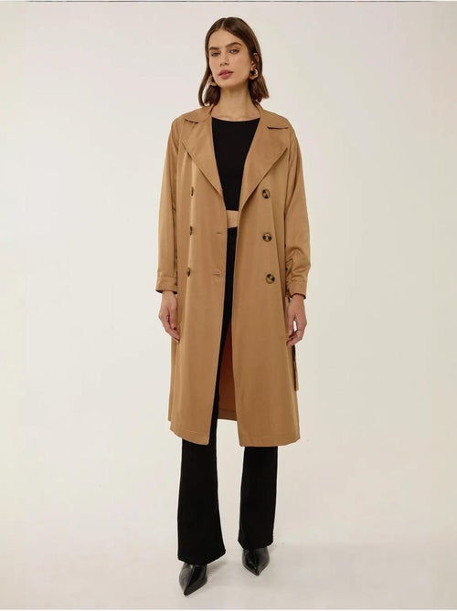 Trench-coat long croisé avec ceinture - Kiabi Trench-coat long croisé avec ceinture - Kiabi