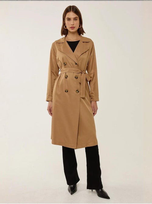 Trench-coat long croisé avec ceinture - Kiabi Trench-coat long croisé avec ceinture - Kiabi