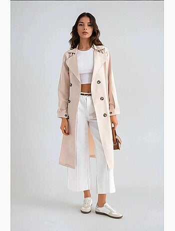 Trench-coat long croisé avec ceinture hiccup