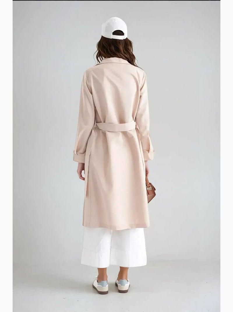Trench-coat long croisé avec ceinture hiccup Beige naturel - Kiabi
