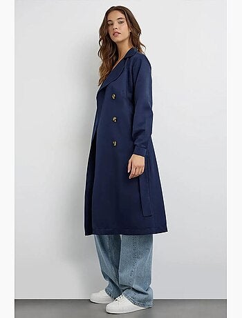 Trench-coat long croisé avec ceinture hiccup