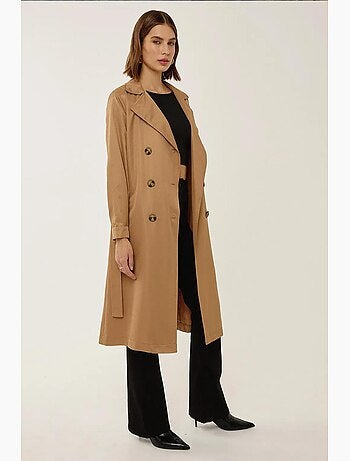 Trench-coat long croisé avec ceinture hiccup