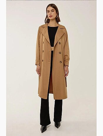 Trench-coat long croisé avec ceinture hiccup