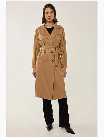 Trench-coat long croisé avec ceinture hiccup