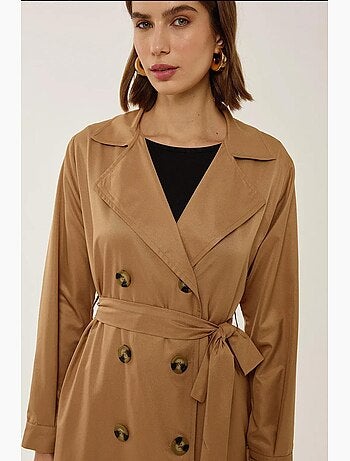 Trench-coat long croisé avec ceinture hiccup