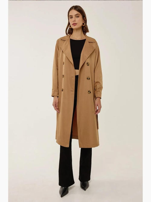Trench-coat long croisé avec ceinture hiccup - Kiabi Trench-coat long croisé avec ceinture hiccup - Kiabi