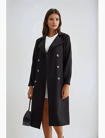 Trench-coat long croisé avec ceinture hiccup