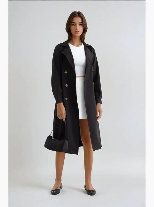 Trench-coat long croisé avec ceinture hiccup - Kiabi Trench-coat long croisé avec ceinture hiccup - Kiabi