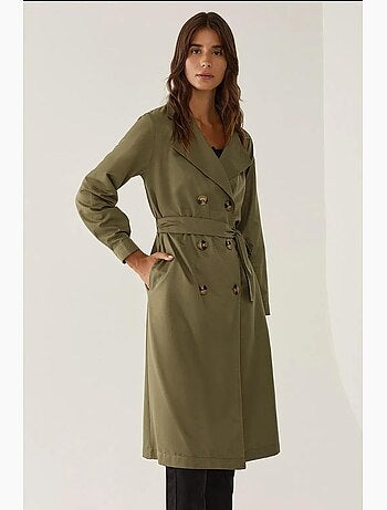 Trench-coat long croisé avec ceinture hiccup