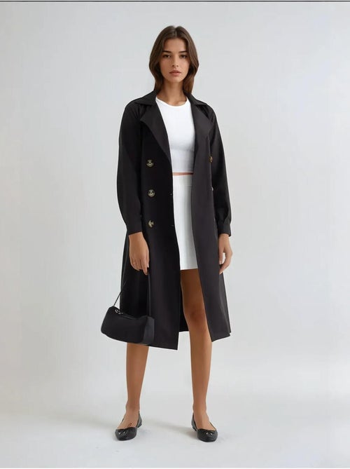 Trench-coat long croisé avec ceinture - Kiabi Trench-coat long croisé avec ceinture - Kiabi