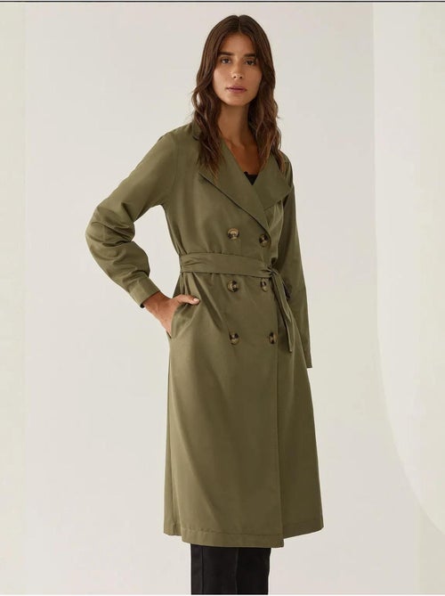 Trench-coat long croisé avec ceinture - Kiabi Trench-coat long croisé avec ceinture - Kiabi