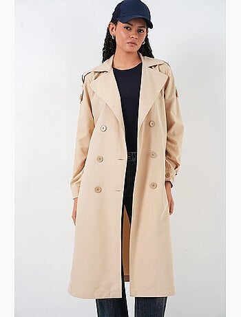 Trench-coat long matelassé à double boutonnage bdart