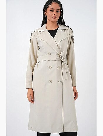 Trench-coat long matelassé à double boutonnage bdart